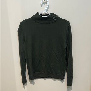 Banana Republic Dark Green Button-Shoulder Turtleneck Sweater